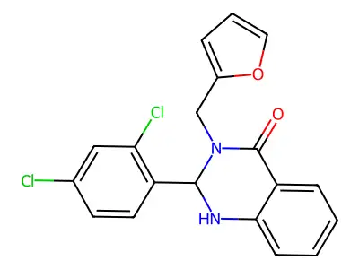 2-(2,4-dichlorophenyl)-3-(furan-2-ylmethyl)-2,3-dihydroquinazolin-4(1H)-one structure