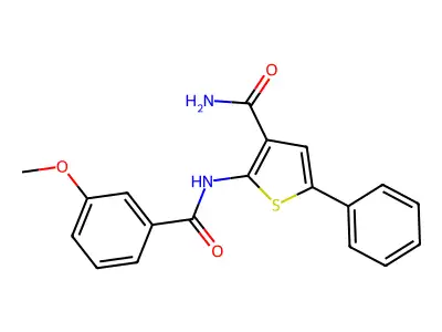 2-(3-Methoxybenzamido)-5-phenylthiophene-3-carboxamide structure