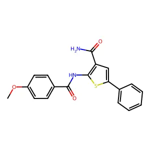 2-(4-Methoxybenzamido)-5-phenylthiophene-3-carboxamide structure