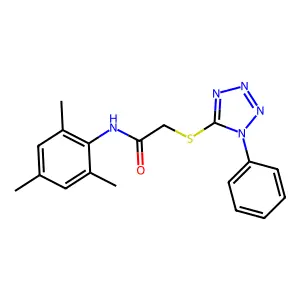 2-(1-phenyltetrazol-5-yl)sulfanyl-N-(2,4,6-trimethylphenyl)acetamide structure