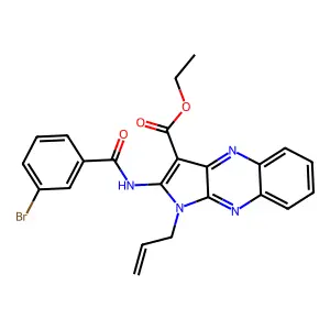 ethyl 1-allyl-2-(3-bromobenzamido)-1H-pyrrolo[2,3-b]quinoxaline-3-carboxylate structure