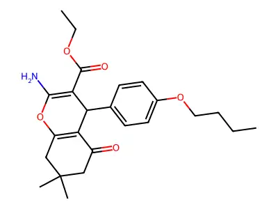 ethyl 2-amino-4-(4-butoxyphenyl)-7,7-dimethyl-5-oxo-5,6,7,8-tetrahydro-4H-chromene-3-carboxylate structure