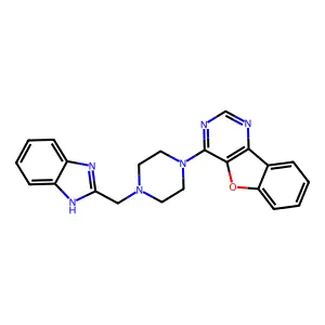 4-[4-(1H-benzimidazol-2-ylmethyl)-1-piperazinyl]benzofuro[3,2-d]pyrimidine structure