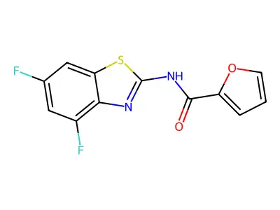 N-(4,6-difluoro-1,3-benzothiazol-2-yl)furan-2-carboxamide structure