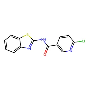 N-(1,3-benzothiazol-2-yl)-6-chloropyridine-3-carboxamide structure