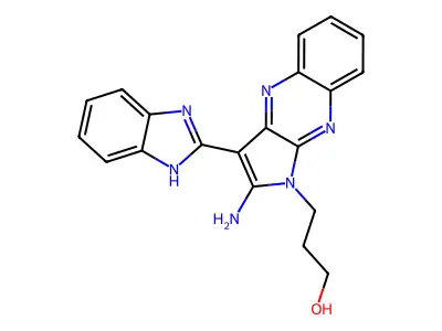 3-[2-amino-3-(1H-benzimidazol-2-yl)-1H-pyrrolo[2,3-b]quinoxalin-1-yl]propan-1-ol structure