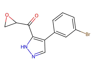 [4-(3-bromophenyl)-1H-pyrazol-5-yl]-(oxiran-2-yl)methanone structure
