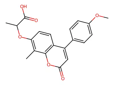 2-{[4-(4-methoxyphenyl)-8-methyl-2-oxo-2H-chromen-7-yl]oxy}propanoic acid structure