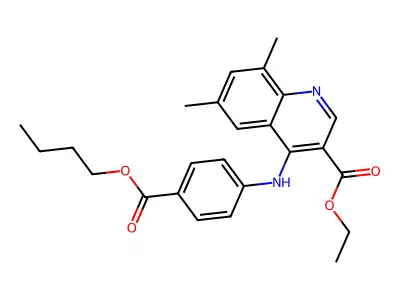 Ethyl 4-{[4-(butoxycarbonyl)phenyl]amino}-6,8-dimethylquinoline-3-carboxylate structure