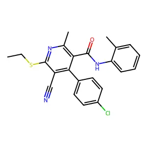 4-(4-chlorophenyl)-5-cyano-6-(ethylsulfanyl)-2-methyl-N-(2-methylphenyl)pyridine-3-carboxamide structure