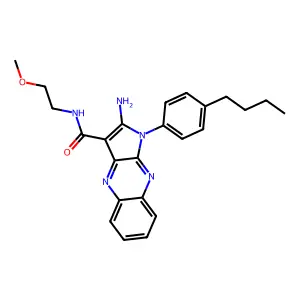 2-amino-1-(4-butylphenyl)-N-(2-methoxyethyl)-1H-pyrrolo[2,3-b]quinoxaline-3-carboxamide structure
