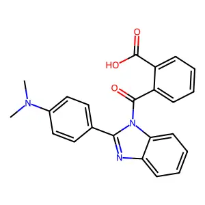 2-(2-(4-(dimethylamino)phenyl)-1H-benzo[d]imidazole-1-carbonyl)benzoic acid structure