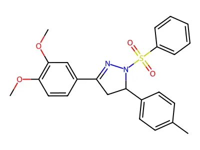 3-(3,4-dimethoxyphenyl)-1-(phenylsulfonyl)-5-(p-tolyl)-4,5-dihydro-1H-pyrazole structure