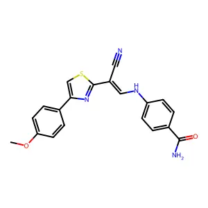 (E)-4-((2-cyano-2-(4-(4-methoxyphenyl)thiazol-2-yl)vinyl)amino)benzamide structure