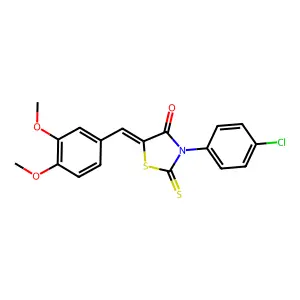 3-(4-chlorophenyl)-5-(3,4-dimethoxybenzylidene)-2-thioxo-1,3-thiazolidin-4-one structure
