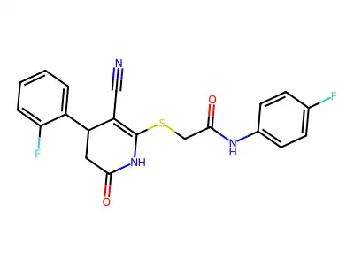 2-{[3-cyano-4-(2-fluorophenyl)-6-oxo-1,4,5,6-tetrahydropyridin-2-yl]sulfanyl}-N-(4-fluorophenyl)acetamide structure