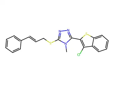 3-(3-chlorobenzo[b]thiophen-2-yl)-5-(cinnamylthio)-4-methyl-4H-1,2,4-triazole structure