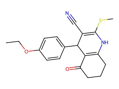 4-(4-ethoxyphenyl)-2-methylsulfanyl-5-oxo-4,6,7,8-tetrahydro-1H-quinoline-3-carbonitrile structure