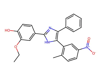 2-ethoxy-4-(5-(2-methyl-5-nitrophenyl)-4-phenyl-1H-imidazol-2-yl)phenol structure