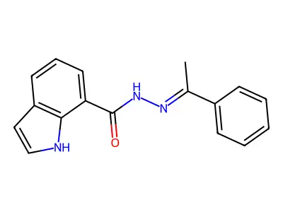 N-(1-phenylethylideneamino)-1H-indole-7-carboxamide structure
