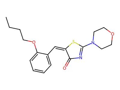 (5E)-5-(2-butoxybenzylidene)-2-(morpholin-4-yl)-1,3-thiazol-4(5H)-one structure