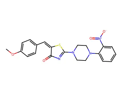 (E)-5-(4-methoxybenzylidene)-2-(4-(2-nitrophenyl)piperazin-1-yl)thiazol-4(5H)-one structure