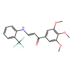 (E)-3-[2-(trifluoromethyl)anilino]-1-(3,4,5-trimethoxyphenyl)prop-2-en-1-one structure