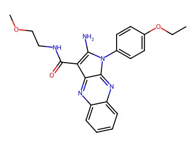 2-amino-1-(4-ethoxyphenyl)-N-(2-methoxyethyl)-1H-pyrrolo[2,3-b]quinoxaline-3-carboxamide structure