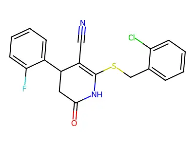 6-[(2-chlorophenyl)methylsulfanyl]-4-(2-fluorophenyl)-2-oxo-3,4-dihydro-1H-pyridine-5-carbonitrile structure