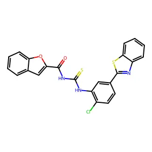 N-[[5-(1,3-benzothiazol-2-yl)-2-chlorophenyl]carbamothioyl]-1-benzofuran-2-carboxamide structure