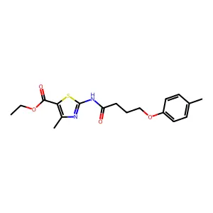 Ethyl 4-methyl-2-[4-(4-methylphenoxy)butanoylamino]-1,3-thiazole-5-carboxylate structure