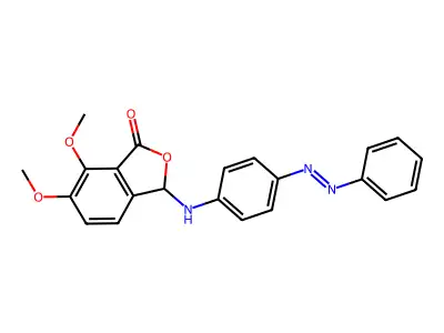 6,7-dimethoxy-3-({4-[(E)-phenyldiazenyl]phenyl}amino)-2-benzofuran-1(3H)-one structure