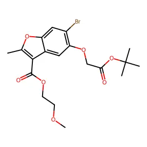 2-methoxyethyl 6-bromo-5-(2-(tert-butoxy)-2-oxoethoxy)-2-methylbenzofuran-3-carboxylate structure