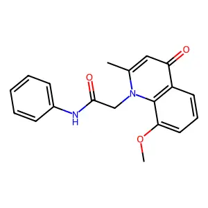 2-(8-methoxy-2-methyl-4-oxoquinolin-1(4H)-yl)-N-phenylacetamide structure