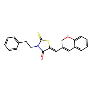 (Z)-5-((2H-chromen-3-yl)methylene)-3-phenethyl-2-thioxothiazolidin-4-one structure