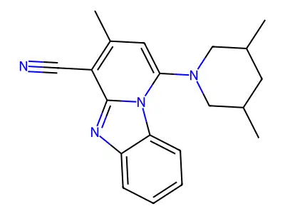 1-(3,5-Dimethylpiperidin-1-yl)-3-methylpyrido[1,2-a]benzimidazole-4-carbonitrile structure