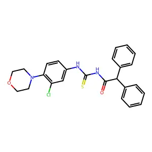 N-[(3-chloro-4-morpholin-4-ylphenyl)carbamothioyl]-2,2-diphenylacetamide structure