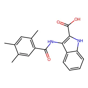 3-[(2,4,5-trimethylbenzoyl)amino]-1H-indole-2-carboxylic acid structure
