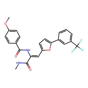 (2Z)-2-[(4-methoxyphenyl)carbonylamino]-N-methyl-3-{5-[3-(trifluoromethyl)phen yl](2-furyl)}prop-2-enamide structure