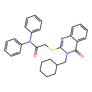 2-[3-(cyclohexylmethyl)-4-oxoquinazolin-2-yl]sulfanyl-N,N-diphenylacetamide structure