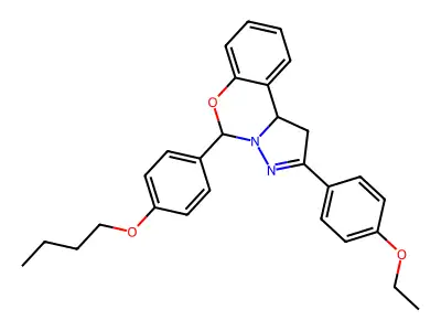 5-(4-butoxyphenyl)-2-(4-ethoxyphenyl)-1,10b-dihydropyrazolo[1,5-c][1,3]benzoxazine structure