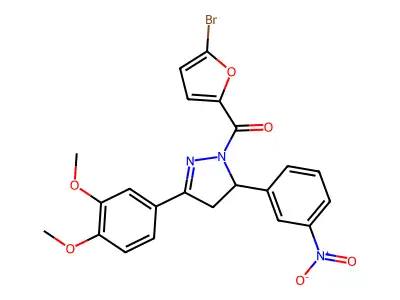 (5-bromofuran-2-yl)(3-(3,4-dimethoxyphenyl)-5-(3-nitrophenyl)-4,5-dihydro-1H-pyrazol-1-yl)methanone structure