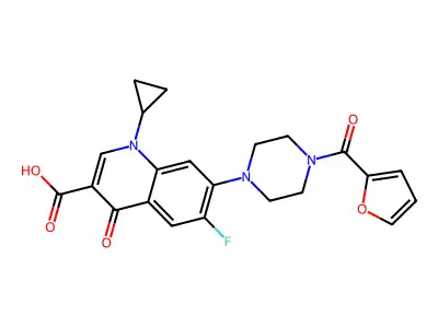 1-cyclopropyl-6-fluoro-7-[4-(furan-2-carbonyl)piperazin-1-yl]-4-oxo-quinoline-3-carboxylic Acid structure