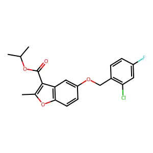 Isopropyl 5-((2-chloro-4-fluorobenzyl)oxy)-2-methylbenzofuran-3-carboxylate structure