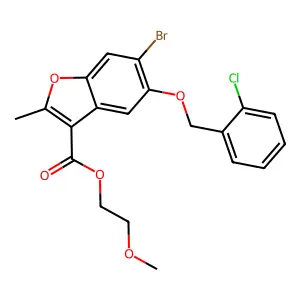 2-methoxyethyl 6-bromo-5-[(2-chlorophenyl)methoxy]-2-methyl-1-benzofuran-3-carboxylate structure