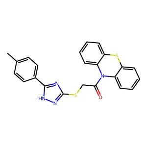 1-Phenothiazin-10-yl-2-(5-p-tolyl-2H-[1,2,4]triazol-3-ylsulfanyl)-ethanone structure
