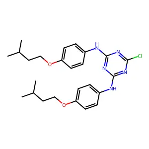 6-chloro-N,N'-bis[4-(3-methylbutoxy)phenyl]-1,3,5-triazine-2,4-diamine structure