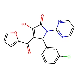 5-(3-chlorophenyl)-4-(2-furoyl)-3-hydroxy-1-(2-pyrimidinyl)-1,5-dihydro-2H-pyrrol-2-one structure