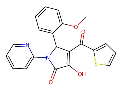 3-hydroxy-5-(2-methoxyphenyl)-1-(pyridin-2-yl)-4-(thiophen-2-ylcarbonyl)-1,5-dihydro-2H-pyrrol-2-one structure