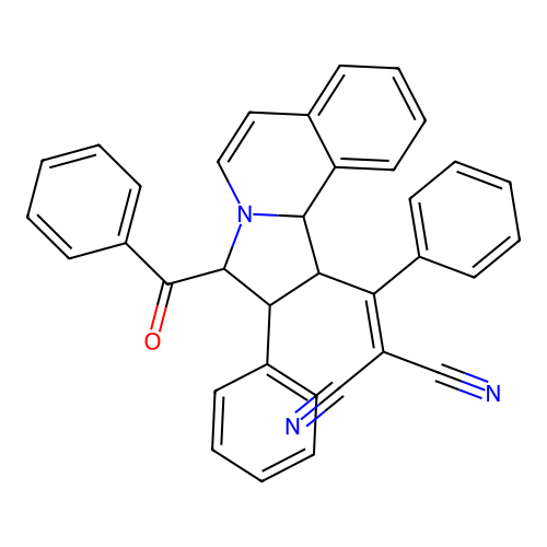 {phenyl[2-phenyl-3-(phenylcarbonyl)-1,2,3,10b-tetrahydropyrrolo[2,1-a]isoquinolin-1-yl]methylidene}propanedinitrile structure